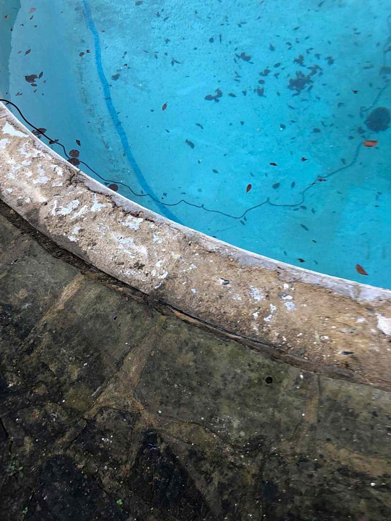 Close-up of the edge of the old swimming pool