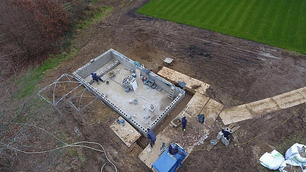 Drone shot of the installation process showing the surroundings