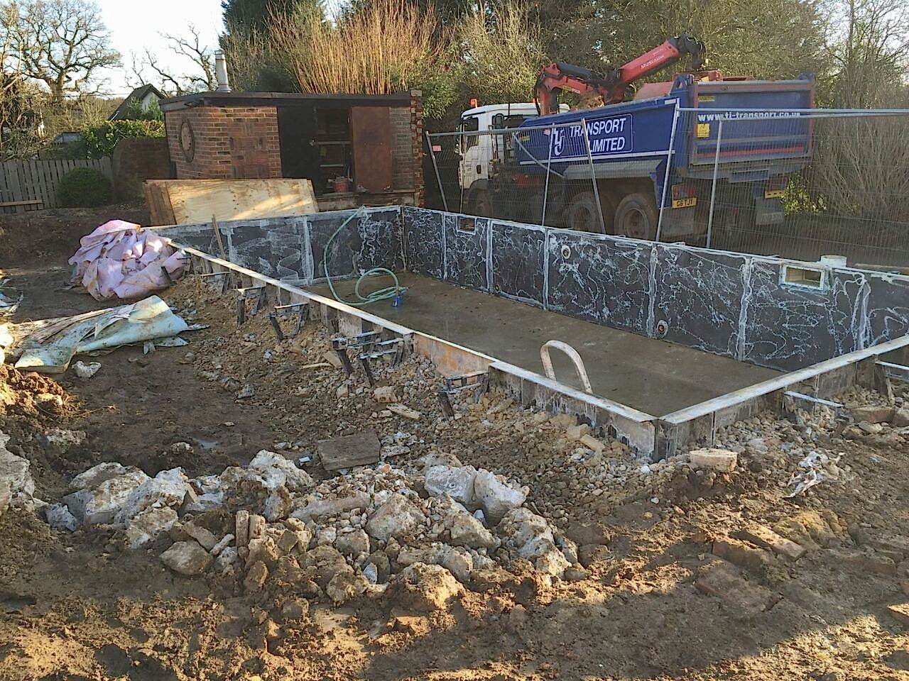 The old panelled liner pool will be transformed into the centrepiece of a proposed pool enclosure building