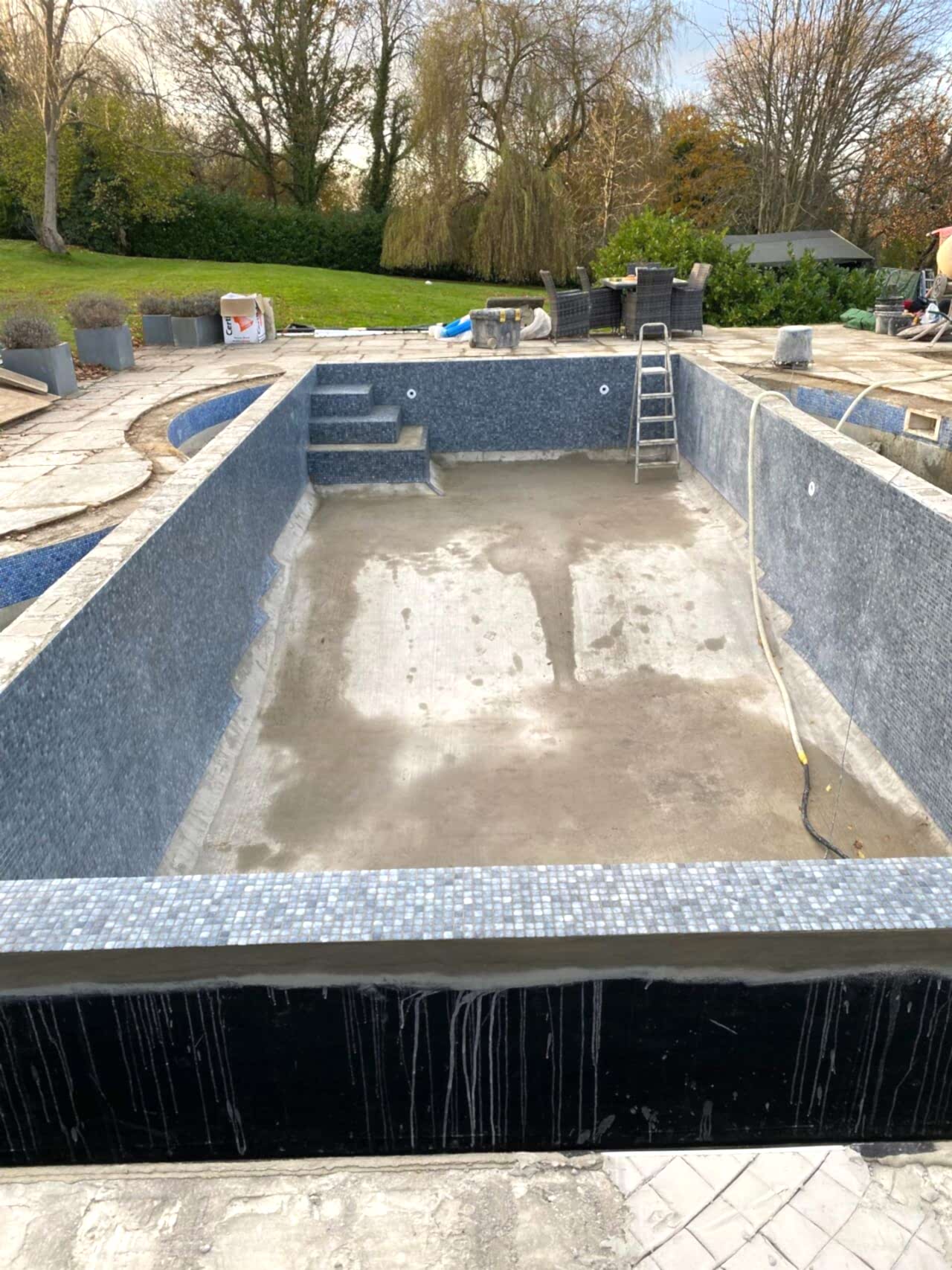 We installed new top-line mosaics within the pool