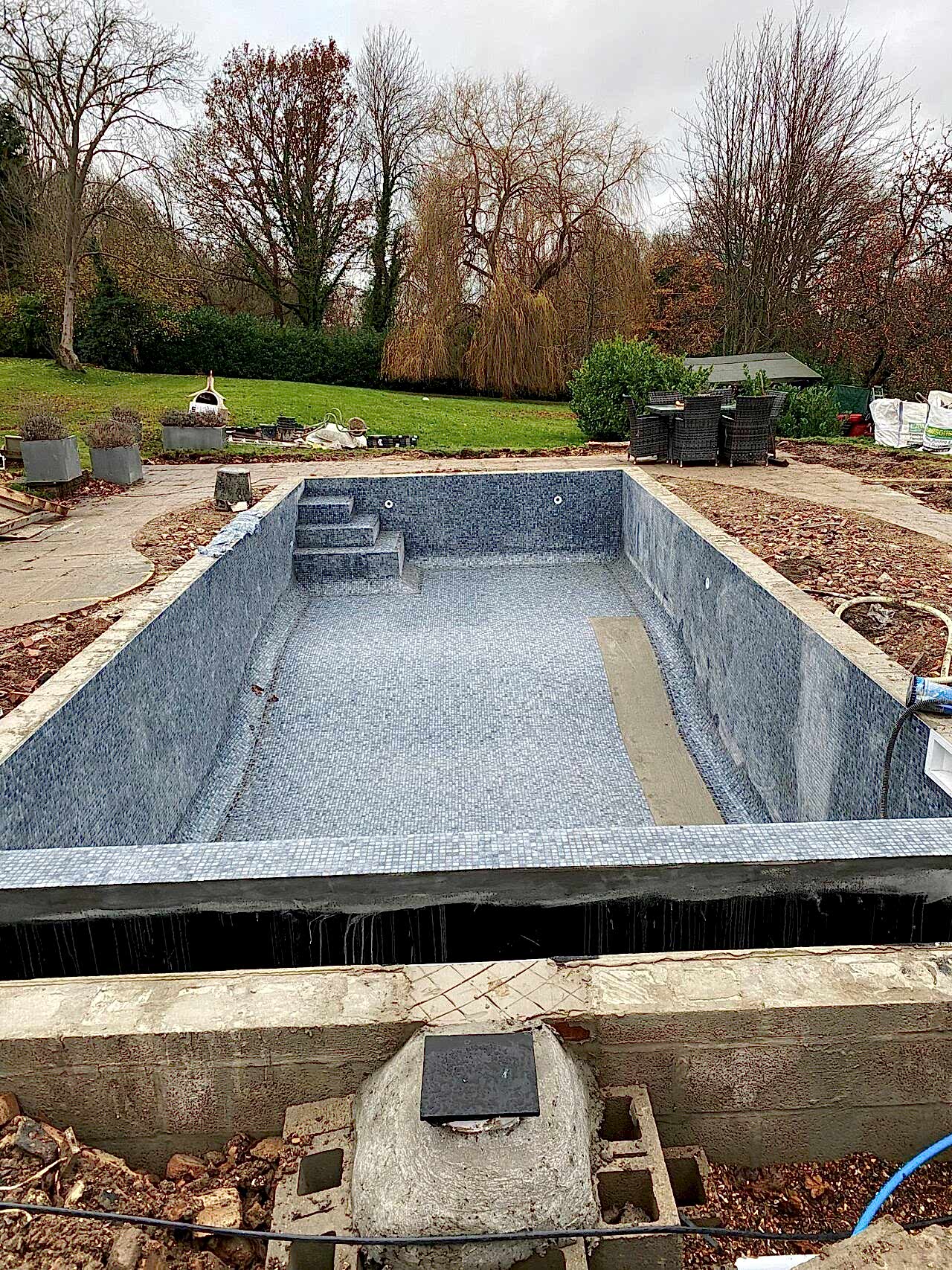 We installed new top-line mosaics within the pool