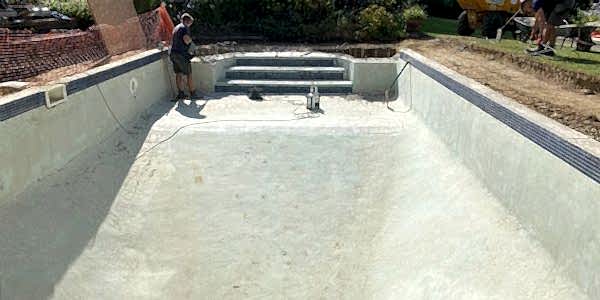 Old swimming pool refurbishment with marbelite finish