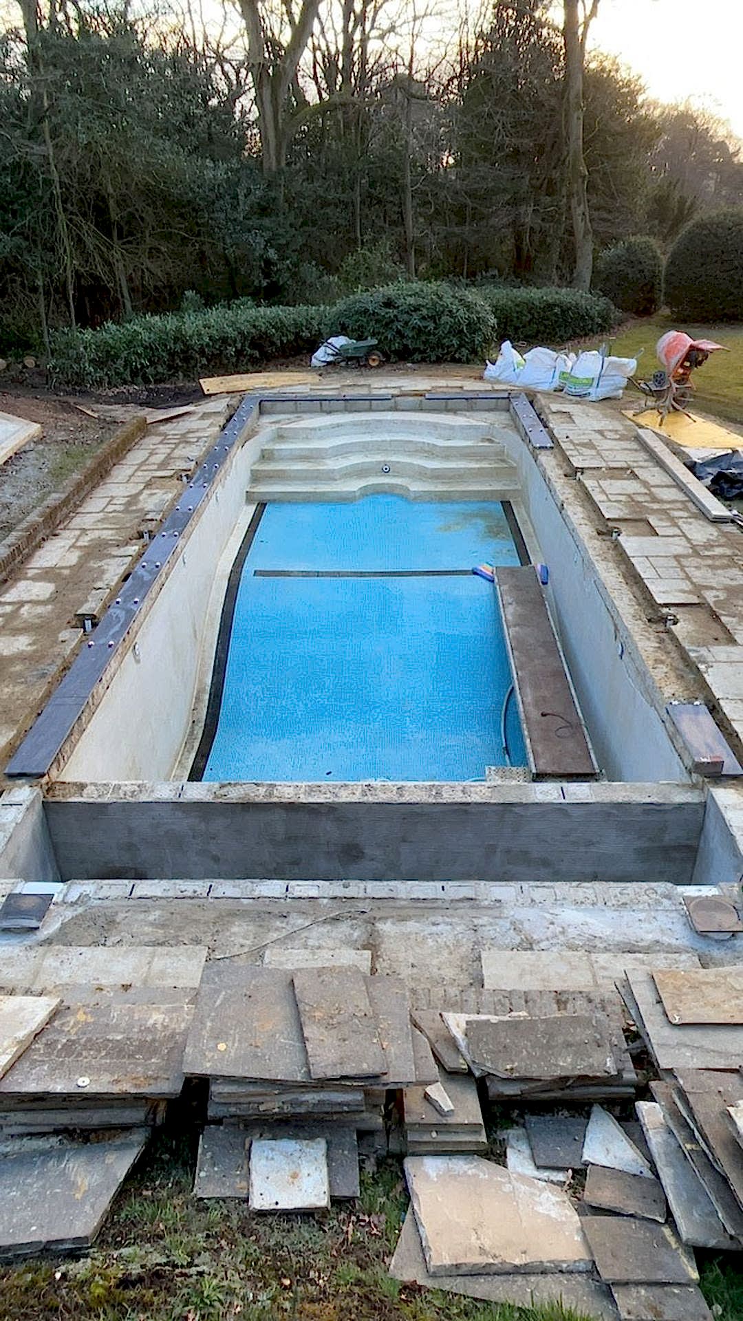 Creating the space for the retro-fit in-ground automated slatted safety cover system