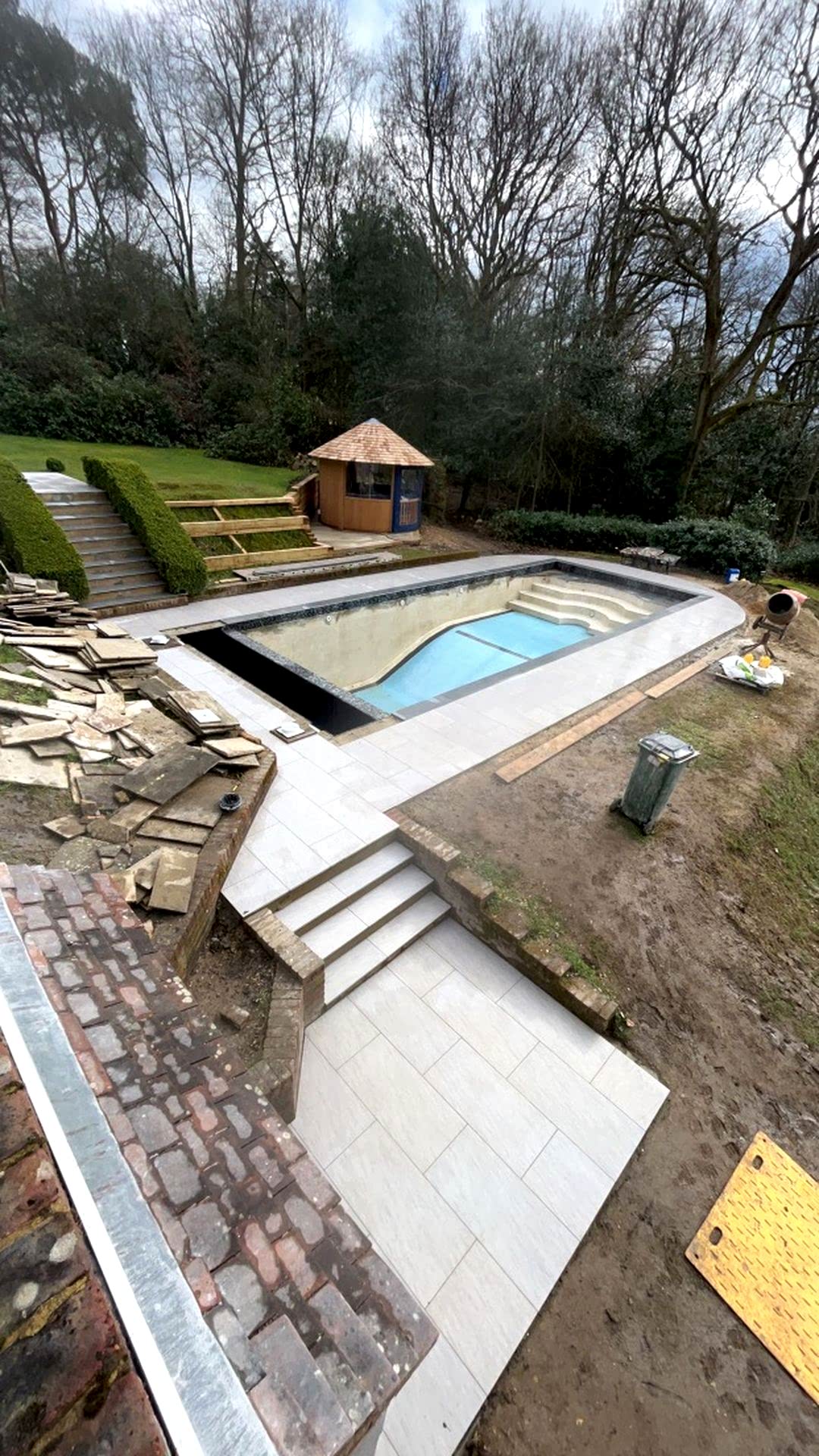 UK Swimming Pools used a unique specialised procedure to convert the curved end of the pool into a straight, rectangular shape