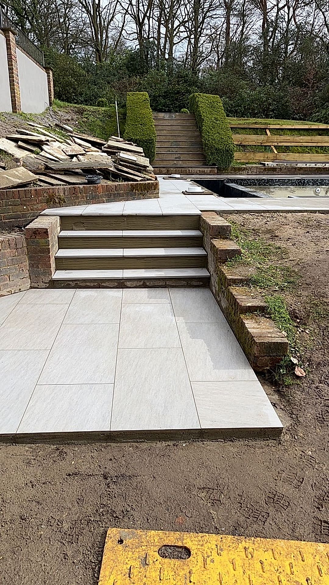 New swimming pool patio step refurbished