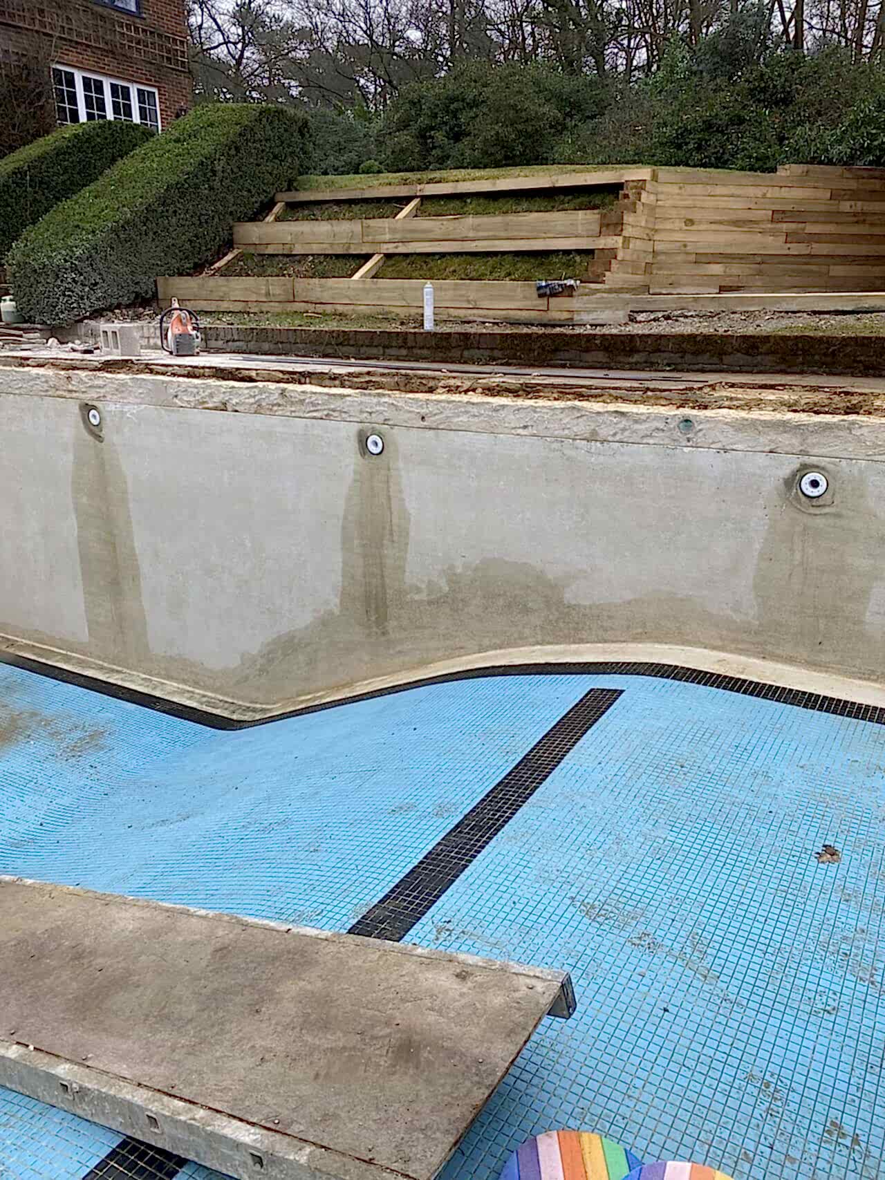 UK Swimming Pools - Curved swimming pool refurbishment in progress
