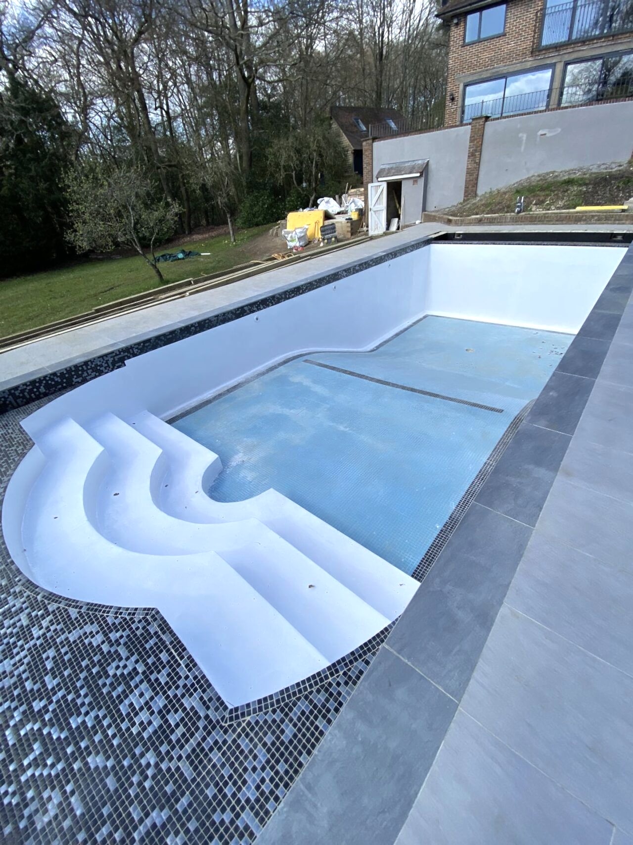 Interior refurbishment of the swimming pool in progress