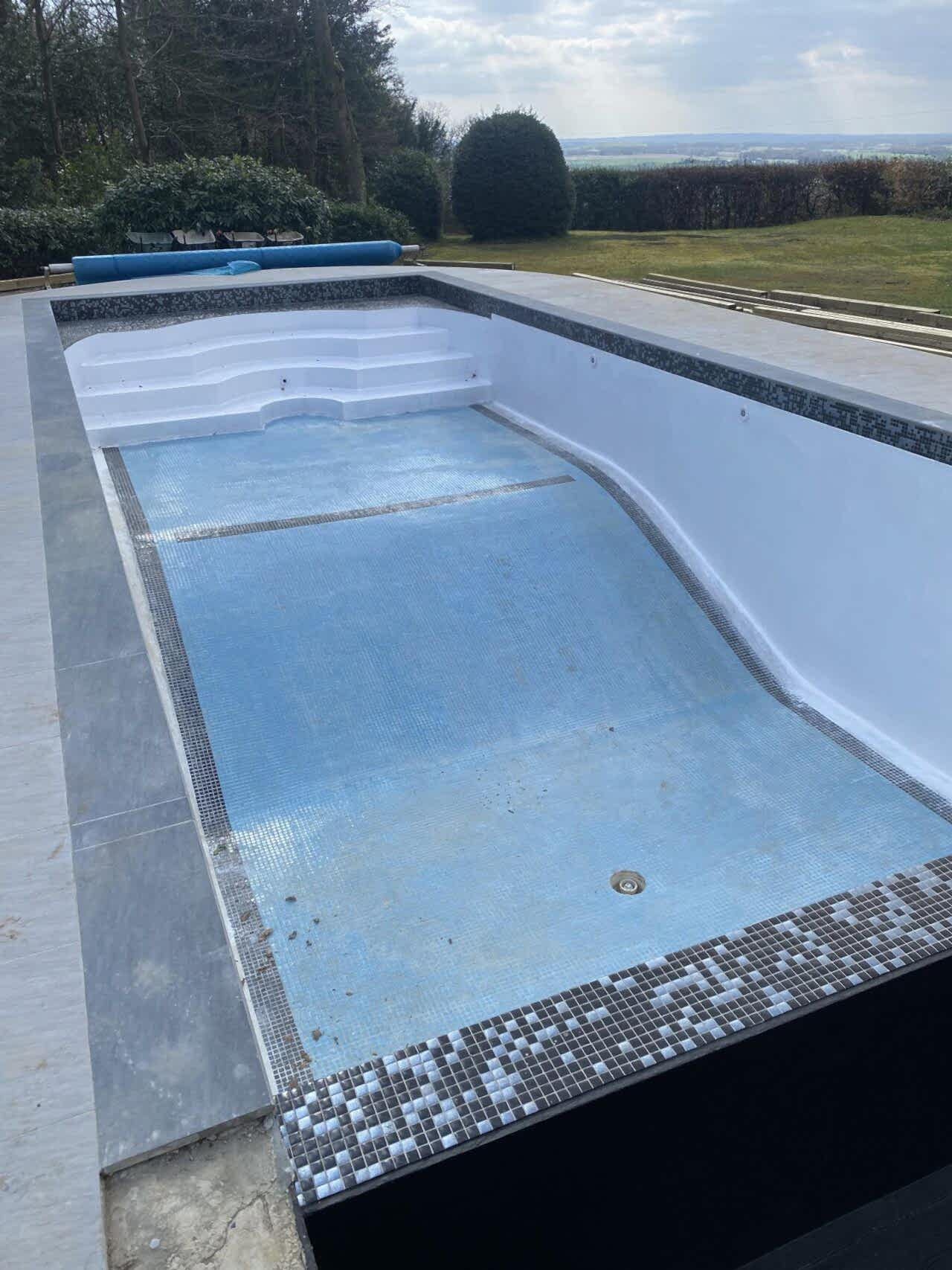 Interior refurbishment of the swimming pool in progress