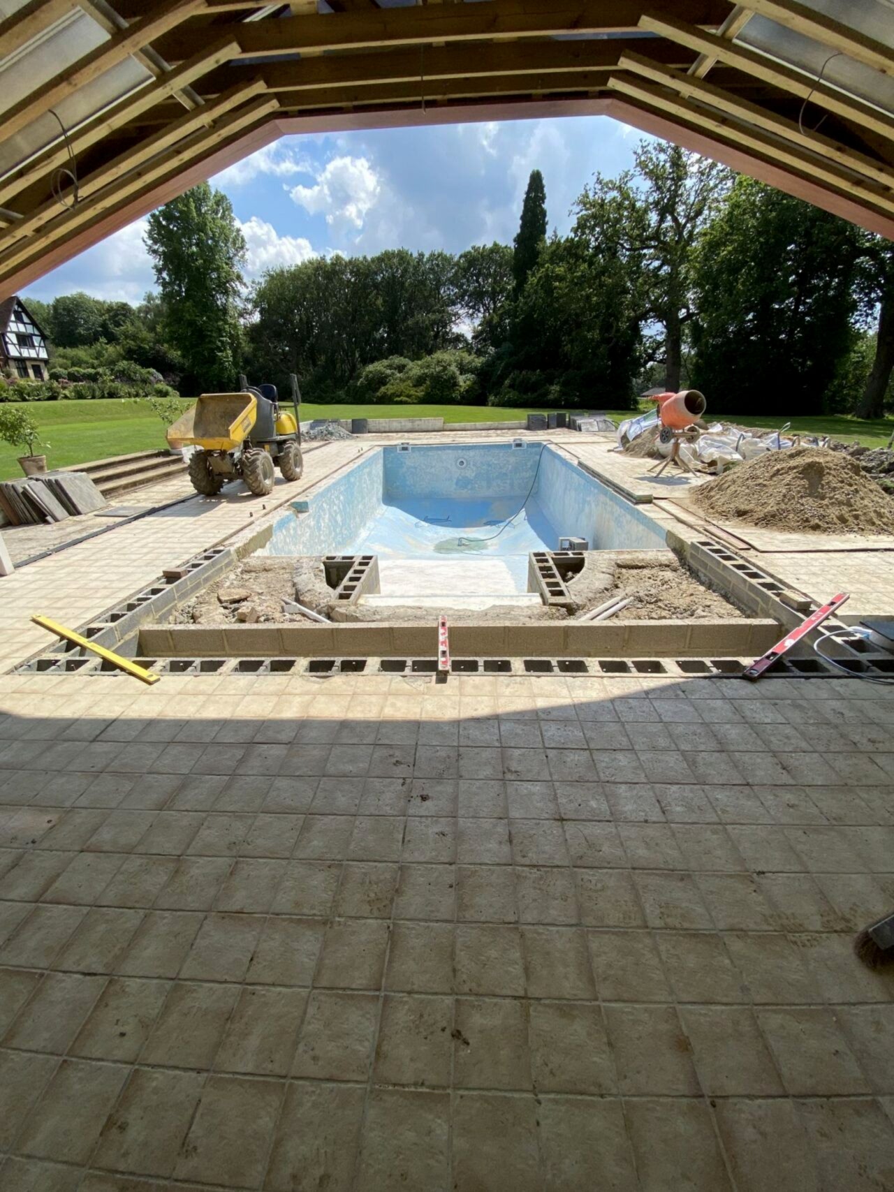 The pool renovation is in progress