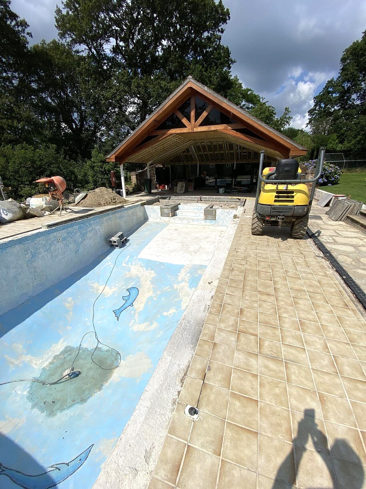 The pool renovation is in progress