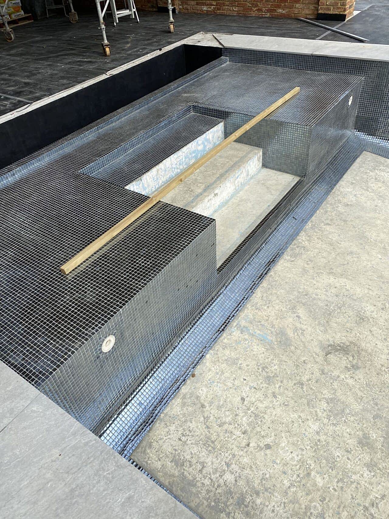 New tiling around the steps