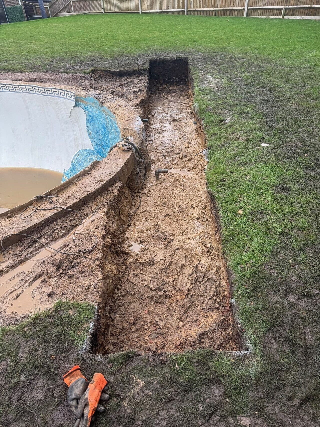 a different angle of the cutout for the storage location for the new automatic pool cover