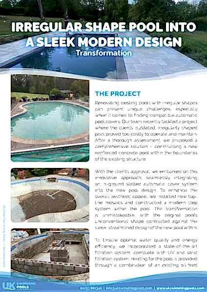 UK Swimming Pools Project - Transforming an Irregular Shape Pool into a Sleek Modern Design
