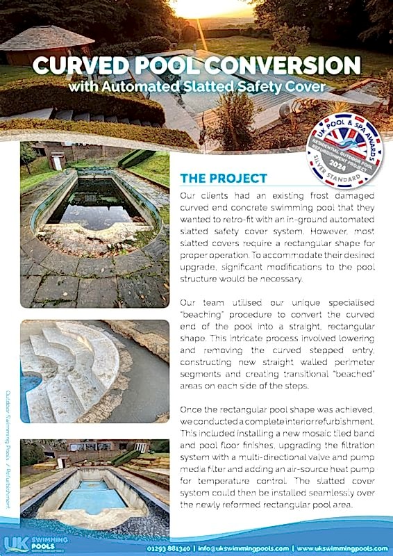 UK Swimming Pools Project - Curved Pool Conversion with Automated Slatted Safety Cover